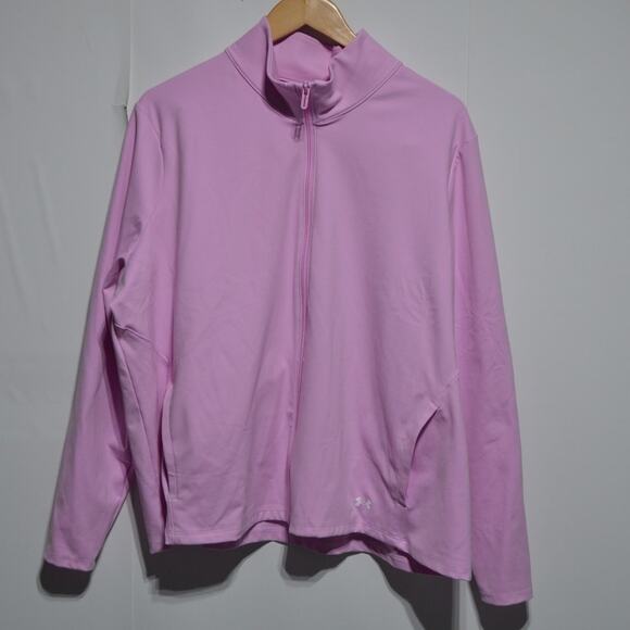 Under Armour Woman's Fitted Pink Full Zip Sweatshirt Size 2X - Picture 1 of 5